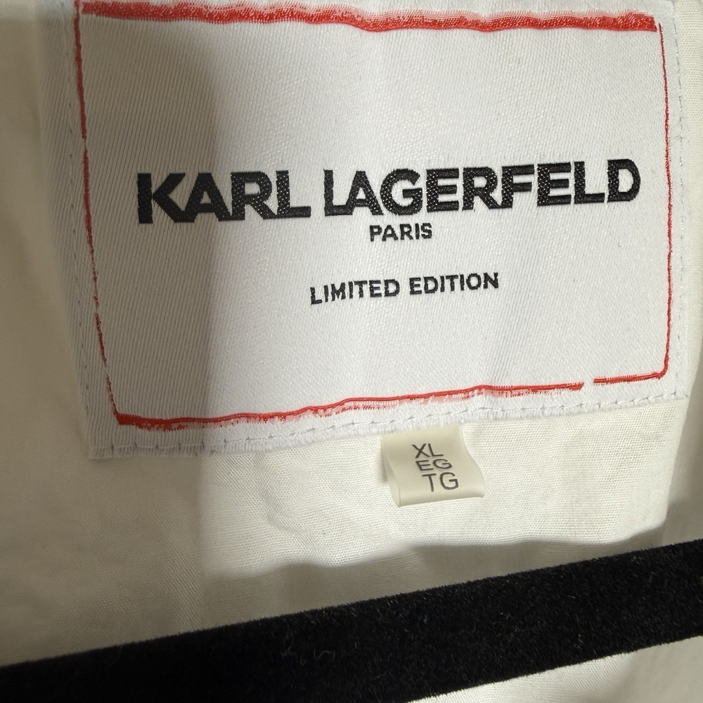 Karl Lagerfeld Paris Shirt Womens XL White Striped Limited Edition Button Tunic - Picture 3 of 7